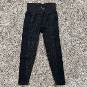 Victorias Secret Pink Black Glitter Leggings